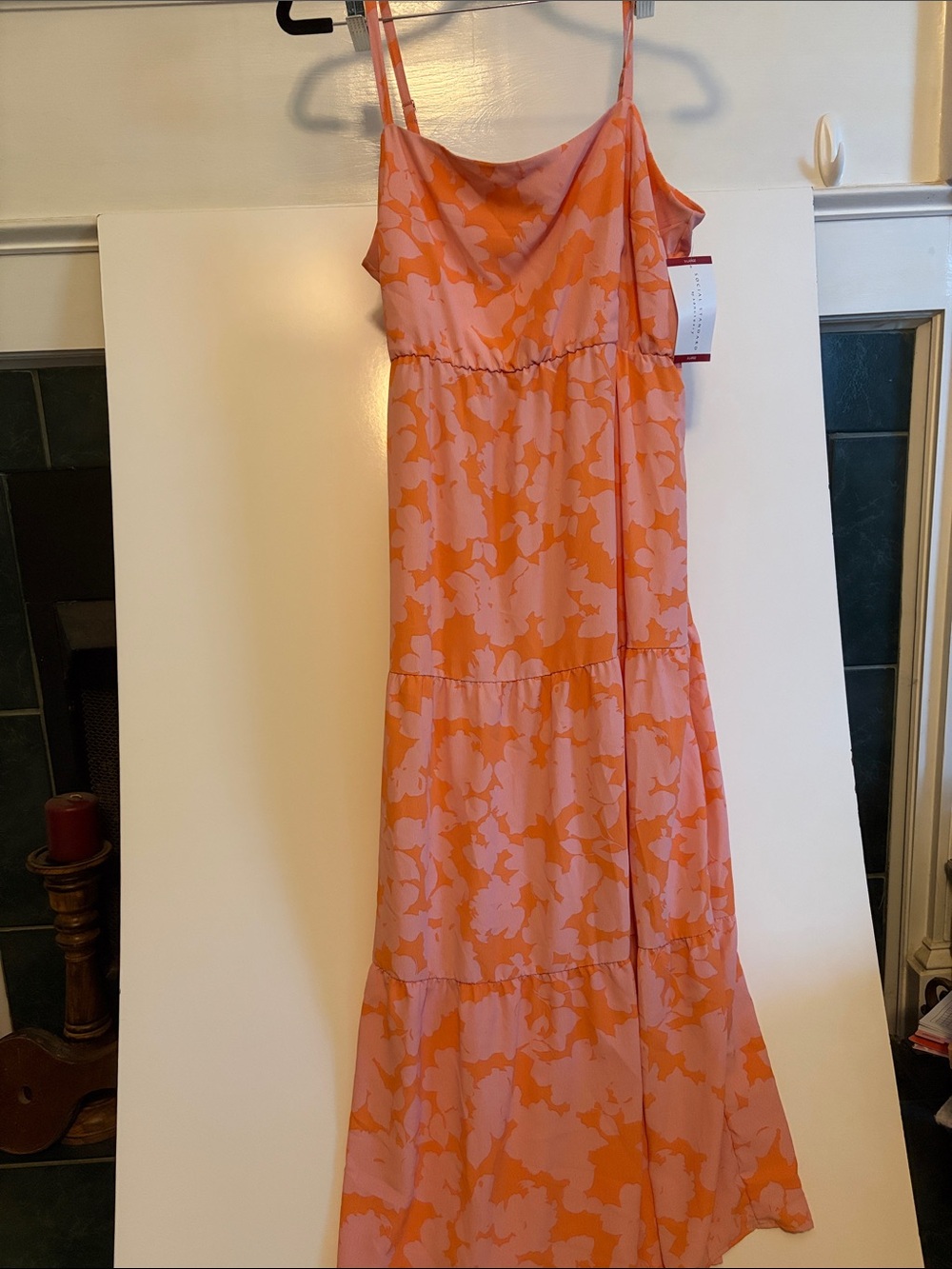 Social Standard Sanctuary Maxi Dress Womens Pink Orange Floral Smocked Back  XL